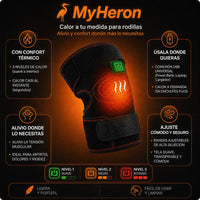 Rodillera Térmica MyHeron, características: 3 niveles de calor y ajuste cómodo
