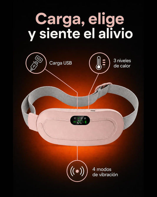 Cómo usar el Cinturón Térmico Masajeador MyHeron: carga USB, niveles de calor y modos de vibración