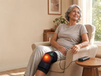 Persona mayor relajada en casa usando la Rodillera Térmica MyHeron para el dolor articular